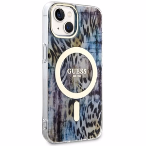 Guess Leopard Magnetinis dėklas telefonui iPhone 14 - mėlyna
