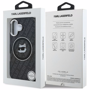Karl Lagerfeld IML Choupette Head Logo MagSafe Dėklas iPhone 16 - juodas