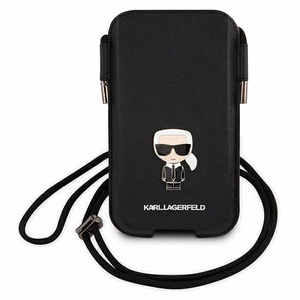 Karl Lagerfeld rankinė KLHCP12LOPHKMK 6,7" juoda hardcase Saffiano Ikonik Karl's