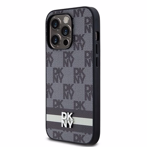 DKNY odinis languotas mono raštas ir spausdintos juostelės dėklas iPhone 14 Pro - juodas