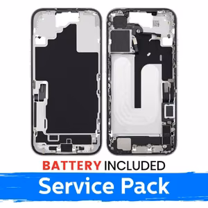 Apple iPhone 16 vidurinio rėmo korpusas + baterija / Baltas / (Aptarnavimo pakuotė)