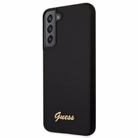 Guess GUHCS22MLSLMGBK S22+ S906 juodas/juodas hardcase Silicone Script Metal Logo