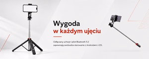 Wozinsky asmenukių lazda WC1Y3S teleskopinis trikojis 1.3m su telefono laikikliu - juoda