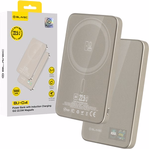 Blavec Išorinė baterija 5000mAh BJ-04 Itin Plona 7,8mm - Type C - 22,5W magnetinė Magsafe 3 in 1 (PBBJ04-MC5GD) auksinė stiklas