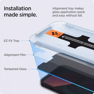 Spigen Glas.tR EZ Fit Privacy grūdintas stiklas iPhone 13 / 13 Pro / 14 / 16e - 2 vnt.
