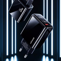 USAMS Tinklo įkroviklis 1xUSB-C+1xUSB T40 20W LED (tik galvutė) PD3.0 +QC3.0 Fast Charging juodas CC133TC01 (US-CC133)