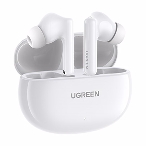 Ugreen HiTune T6 belaidės ausinės su ANC funkcija + USB-A - USB-C laidas baltos
