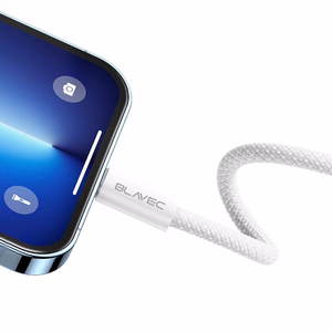 Blavec Kabelis Candy pynėtas - Type C iki Type C - PD 60W 3A 3 metrai Apple CarPlay/Android Auto (CCA-CC3W30) baltas