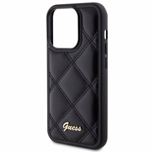 Guess Quilted Metal Logo dėklas telefonui iPhone 15 Pro - juodas