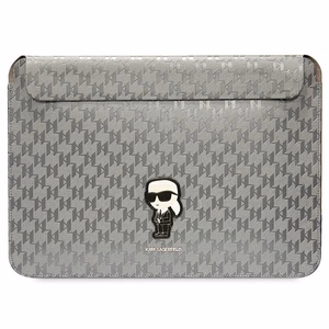 Karl Lagerfeld Saffiano Monograma Ikonik dėklas 14" nešiojamam kompiuteriui - sidabrinis