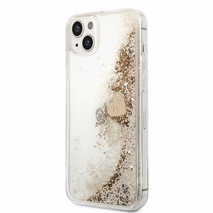 Guess GUOHCP14MGLHFLGO iPhone 14 Plus 6.7 "auksinis / auksinis kietas dėklas Blizgučiai Pakabukai