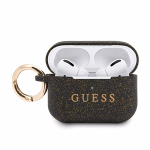 Guess Ring silikoninis dėklas AirPods Pro juodas su auksiniu