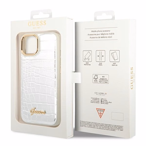 Guess GUHCP14MHGCRHS iPhone 14 Plus 6.7 "sidabrinis/sidabrinis kietas dėklas Croco Collection