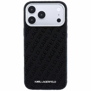 Dėklas Karl Lagerfeld PU Grained Allover Semi Wrap MagSafe Apple iPhone 18 Pro Max juodas