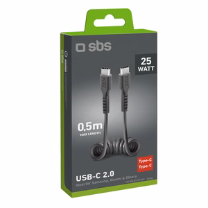 SBS TECABLETYPCCSK USB-C спиральный кабель - USB-C 0.5m - черный