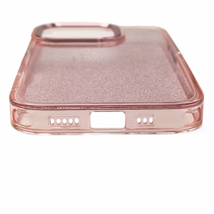 Blizgus dėklas telefonui iPhone 16 - rožinis su blizgučiais