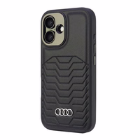 Audi Sintetinės odos Magnetinis iPhone 16 Plus 6.7" juodas/juodas kietas dėklas AU-TPUPCMIP16M-GT/D3-BK