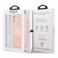Guess GUHCP13SLS4GWPI iPhone 13 mini 5.4 silikoninis 4G logotipo kietasis dėklas - rožinis