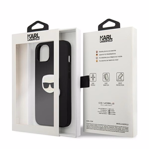 Karl Lagerfeld Odinis Ikonik Karl's Head Metalinis dėklas iPhone 13 mini - juodas