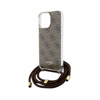 Guess Crossbody Cord 4G Print dėklas telefonui iPhone 15 Pro – rudas
