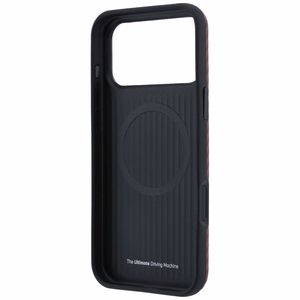 BMW dėklas, skirtas iPhone 18 Pro / 17 Pro: (Carbon Metal Logo), suderinamas su MagSafe, spalva – bordo