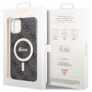 Guess GUHMN61H4STK iPhone 11 6.1" juodas/juodas kietas dėklas 4G MagSafe