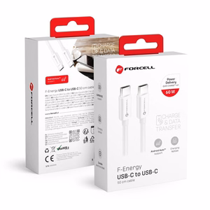 FORCELL F-ENERGY C338 kabelis Type C į Type C PD QC4.0 3A 60W 0,5 m baltas