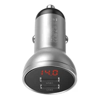 Baseus automobilinis įkroviklis su ekranu 2x USB, 4,8A, 24W (sidabrinis)