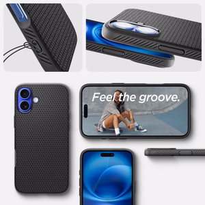 Spigen Liquid Air dėklas iPhone 16 Plus telefonui – juodas