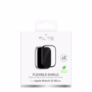 "Puro Flexible Shield" apsauginė plėvelė su aplikatoriumi "Apple Watch 10/11" 46 mm laikrodžiui - Juoda