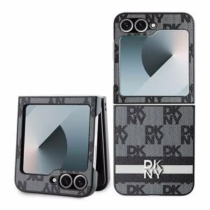 DKNY Checkered Pattern Printed Stripes Dėklas telefonui Samsung Galaxy Z Flip 6 - juodas