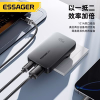 Įkroviklis Essager "GaN Ultra" juodas 45W (1xPD / 1xQC3.0)