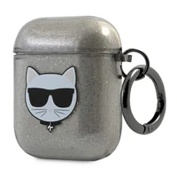 Karl Lagerfeld KLA2UCHGK AirPods 1/2 dėklas juodas/juodas Glitter Choupette