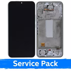 Ekranas skirtas Samsung A346 A34 5G su rėmeliu / Silver / (Service Pack)