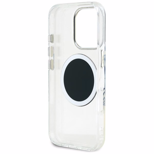 Guess IML Metal Colored Circle Classic Logo Magnetinis dėklas telefonui iPhone 16 Pro - juodas