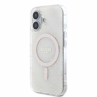 Guess IML 4G Fonas Magnetinis dėklas telefonui iPhone 16 Plus - baltas