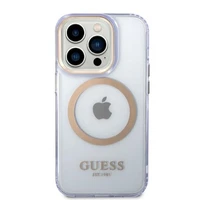 Guess Auksinis kontūras Permatomas Magnetinis dėklas iPhone 14 Pro Max 6.7" - violetinė