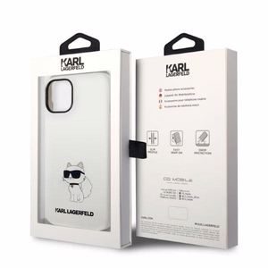 Karl Lagerfeld silikoninis Choupette dėklas telefonui iPhone 14 Plus - baltas