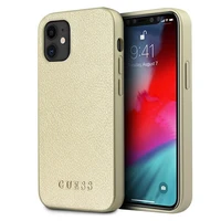 Guess GUHCP12SIGLGO iPhone 12 mini 5.4" auksinis/auksinis kietas dėklas Iridescent