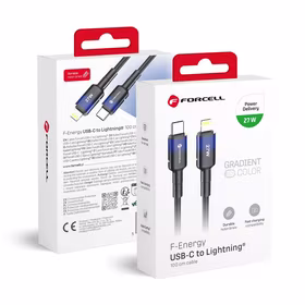 FORCELL F-ENERGY C356 kabelis Type C į Lightning PD 3A 27W Gradient 1 m juodas