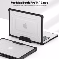 Tech-Protect SmartShell Pro deklas Macbook Pro 14 M1 / M2 / M3 / M4 / M5 2021-2025 - Juodas ir skaidrus