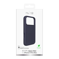 Pure Icon Magnetinis Pro skystas silikoninis dėklas iPhone 17 Pro Max, MagSafe suderinamas, su kameros apsauga ir aliuminio mygtukais - tamsiai mėlynas