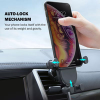 Crong Gravity Auto-Lock Car laikiklis – Gravity car laikiklis 4.7”-6.5” phones (juodas)