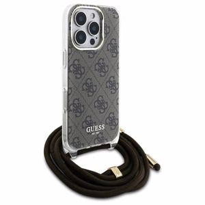 Guess Kryžminis Laidas 4G Spausdintas dėklas iPhone 16 Pro - rudas