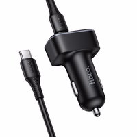 Įkroviklis automobilinis Hoco Z63A 42W (2xUSB 1xUSB-C LCD) juodas