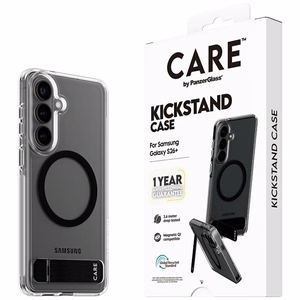 CARE by PanzerGlass juodas Kickstand & QI dėklas Samsung Galaxy S26+ - skaidrus