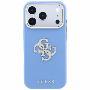 Guess Smooth & Big Strass Logo dėklas iPhone 18 Pro / 17 Pro – mėlynas