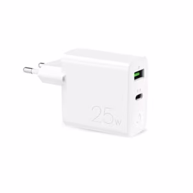 Puro 25W Power Delivery USB-A USB-C sieninis įkroviklis - baltas