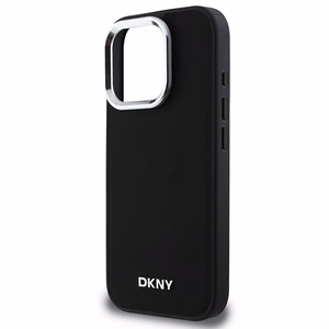 DKNY Paprastas sidabrinis logotipas magnetinis iPhone 16 Pro dėklas - juodas