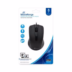Mediarange USB optinė pelė juoda 3 mygtukai MROS210